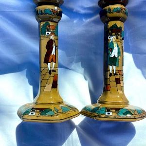 Antique Buffalo Pottery Deldare Ware
Candle Stick Holder Set of 2